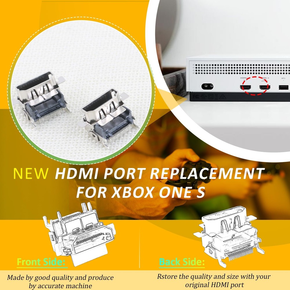 2Pack HDMI Port Replacement for Xbox One S Socket Jack Interface Connector...