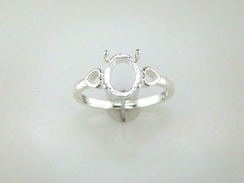 Oval Heart Shank Ring Setting Sterling Silver
