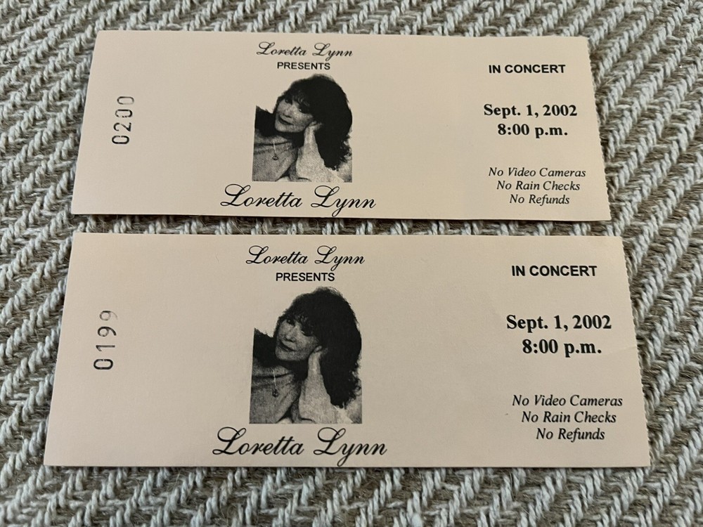 Two Loretta Lynn Tickets September 1, 2002