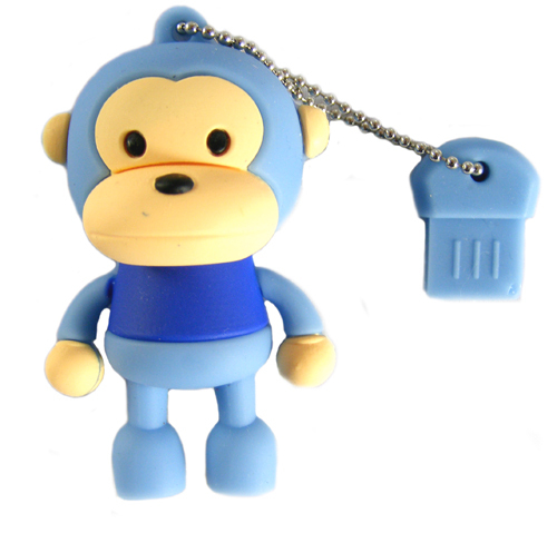 USB 2.0 Flash Drive Memory Stick 4GB Monkey Blue Windows Mac Linux PC