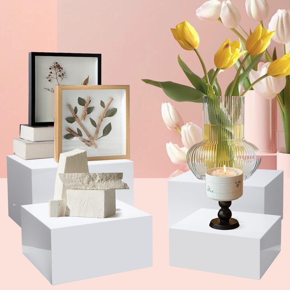 Acrylic Cube Display Risers, Nesting Buffet Food Risers for Table, Display St...