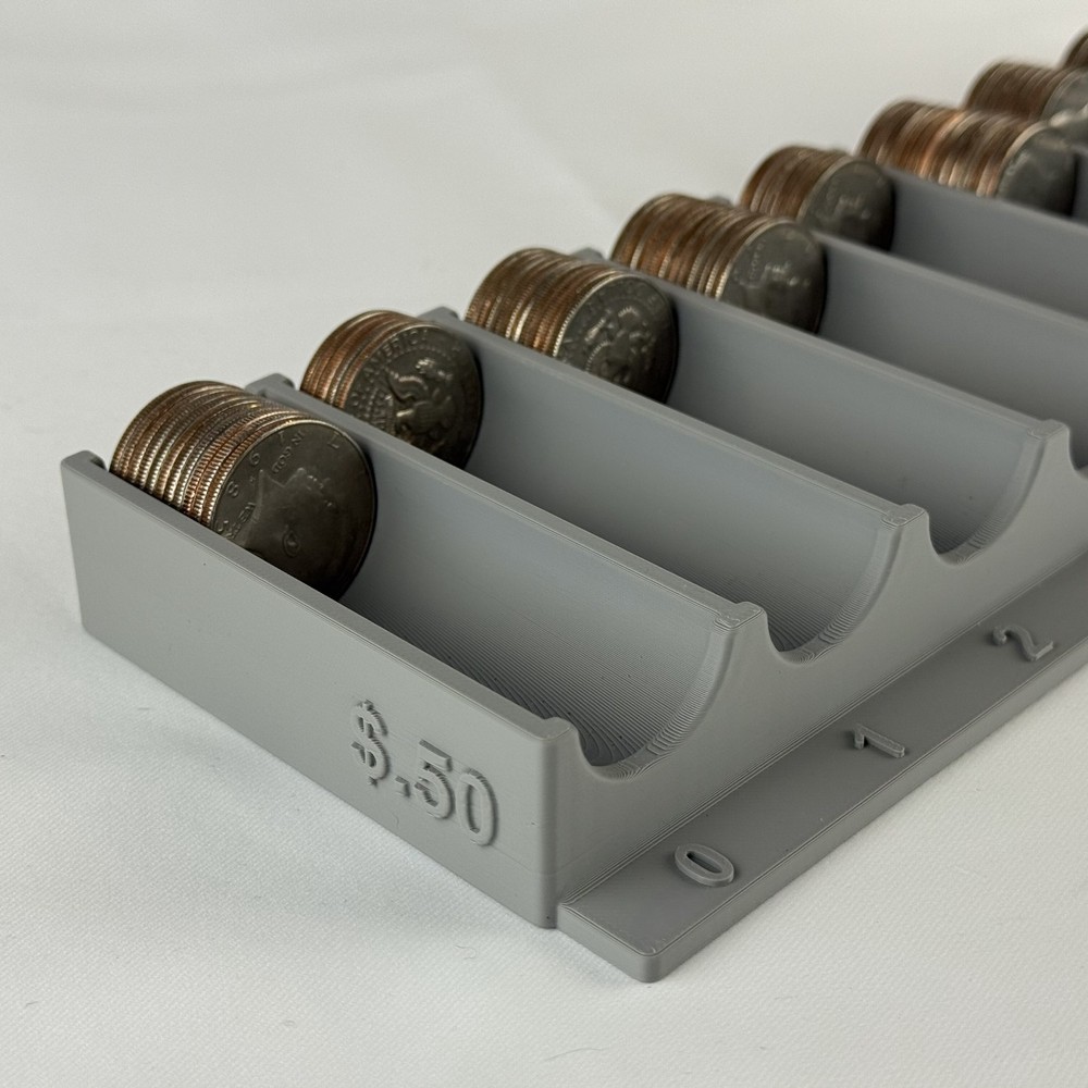 Half Dollar Sorting Tray 10 Coin Roll Holder Gray with Denomination
