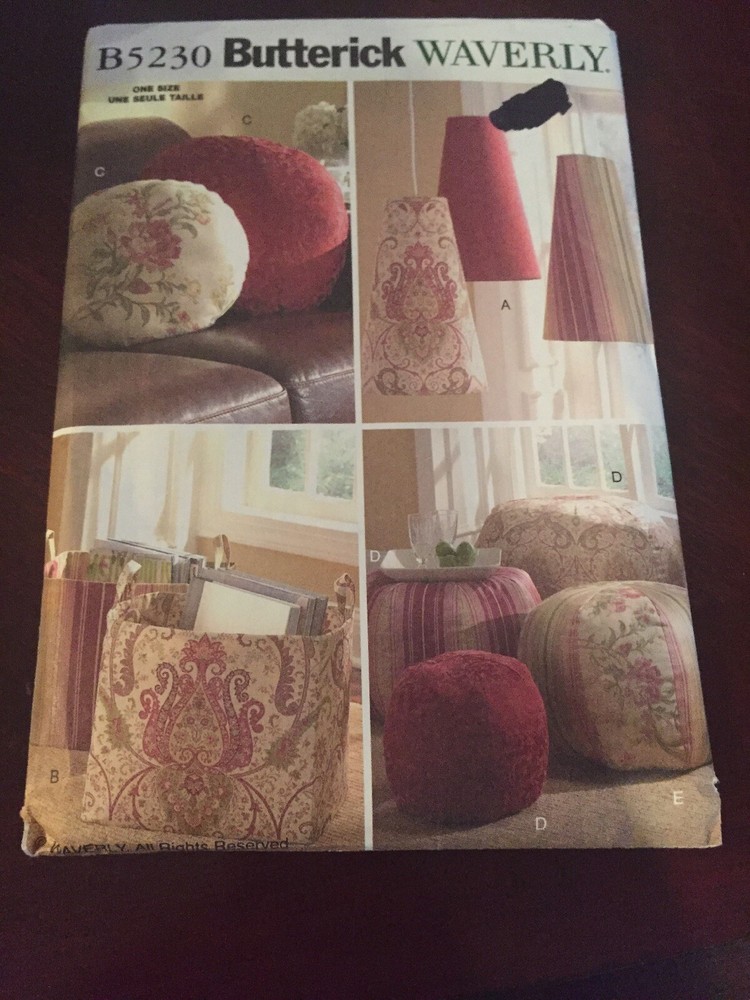 BUTTERICK FOOTSTOOL, LIGHT SHADE & PILLOW  - UNCUT PATTERN B5230