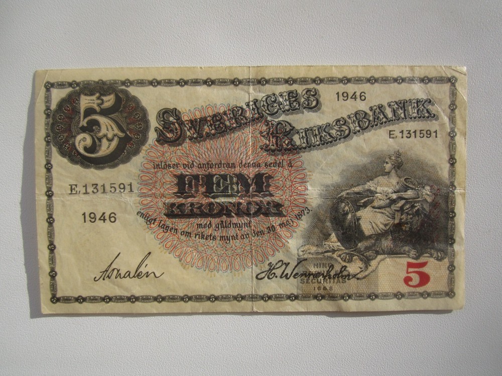 1946 SWEDEN 5 KRONOR