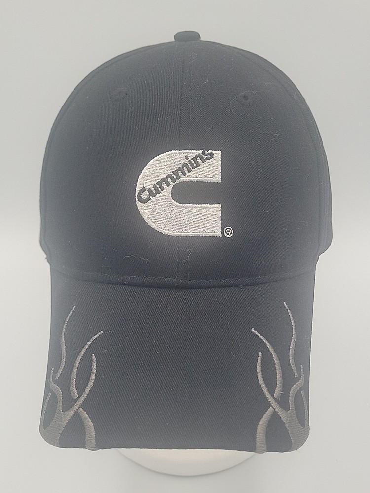Cummins Black Flame Strapback Cap Embroidered Logo Hat OS