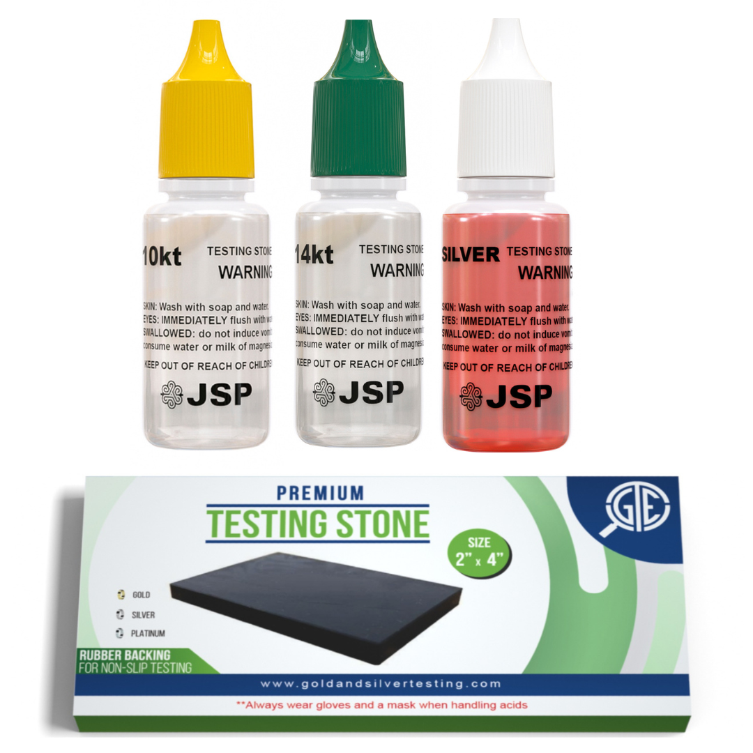 GOLD/SILVER Test Acid Tester Kit 10k 14k .999 .925 Sterling Testing Stone Detect