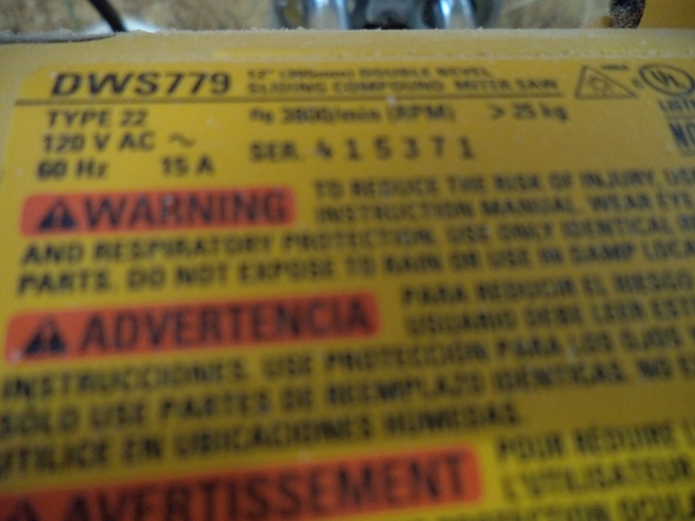 Dewalt DWS779 used miter saw