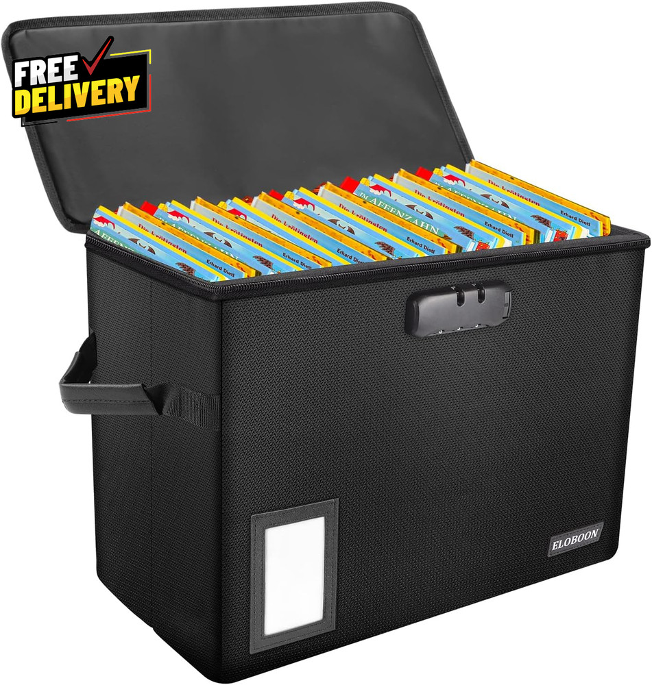 Comic Book Storage Box Fireproof & Water-Resistant Comic Book Box with Lock....