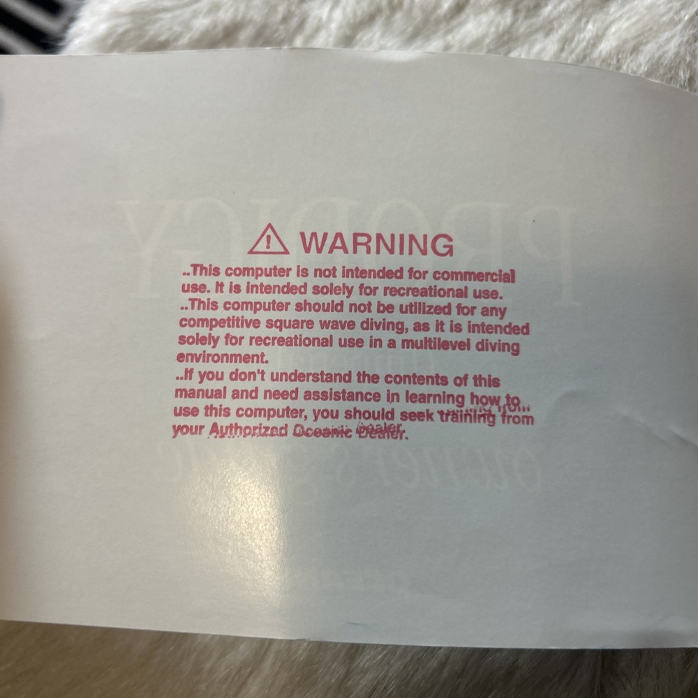 Prodigy Imperial Owner’s Guide Oceanic Diving Computer