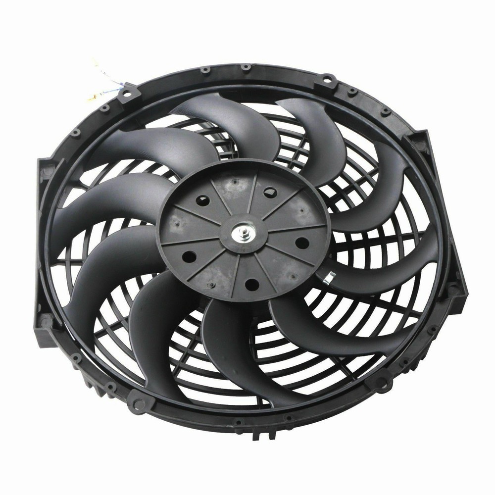2PCS 12in Universal Engine Cooling Fan Slim Pull Push Radiator 12V W/ Mount Set