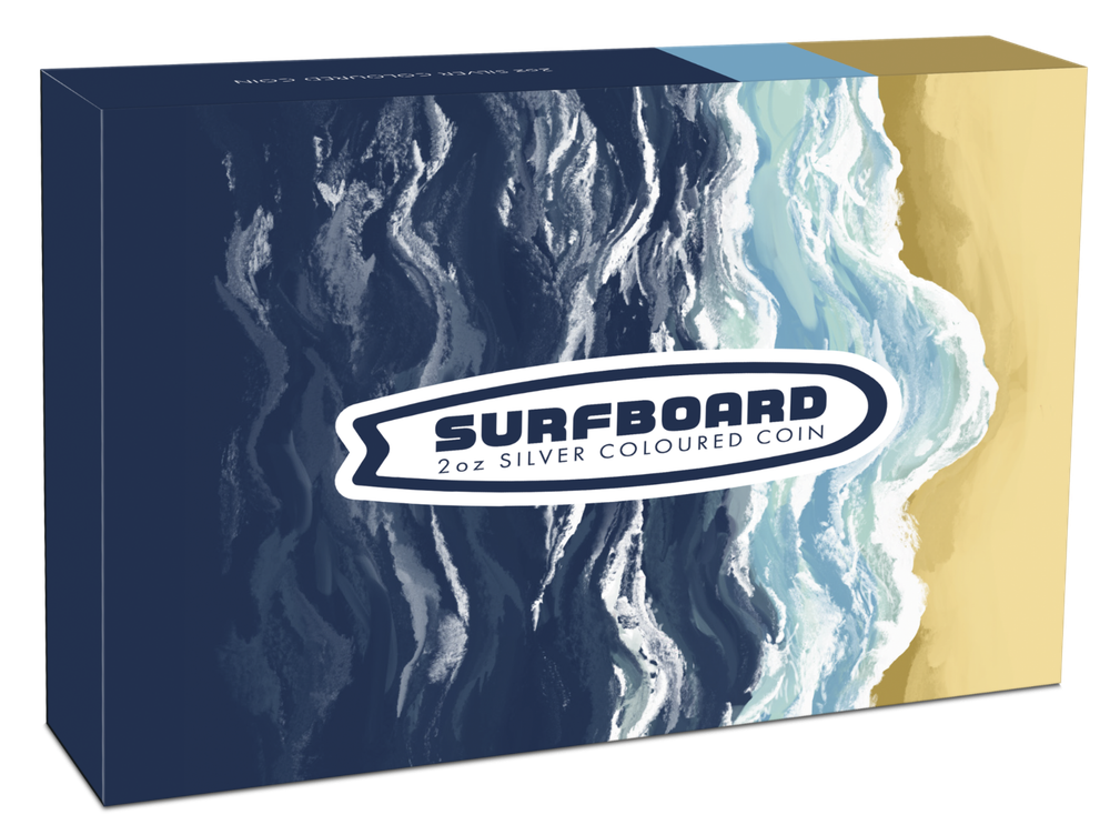 2020 Perth Mint SURFBOARD 2 OZ $2 two dollar SILVER PROOF COIN TUVALU