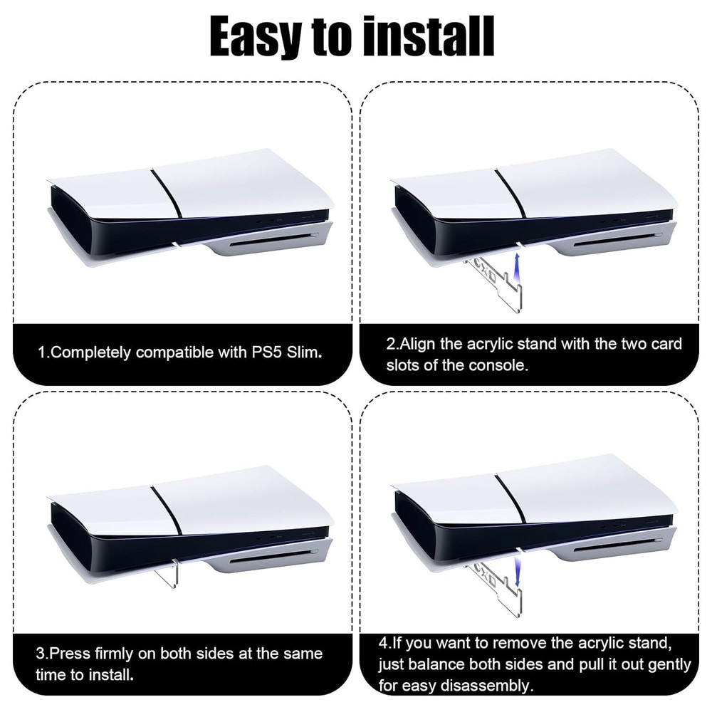 Horizontal Stand for PS5 Slim Console, Transparent Acrylic Support for...
