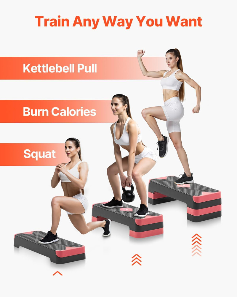Aerobic Exercise Step Platform 28-Inch Workout Aerobic Stepper Height Adjustable