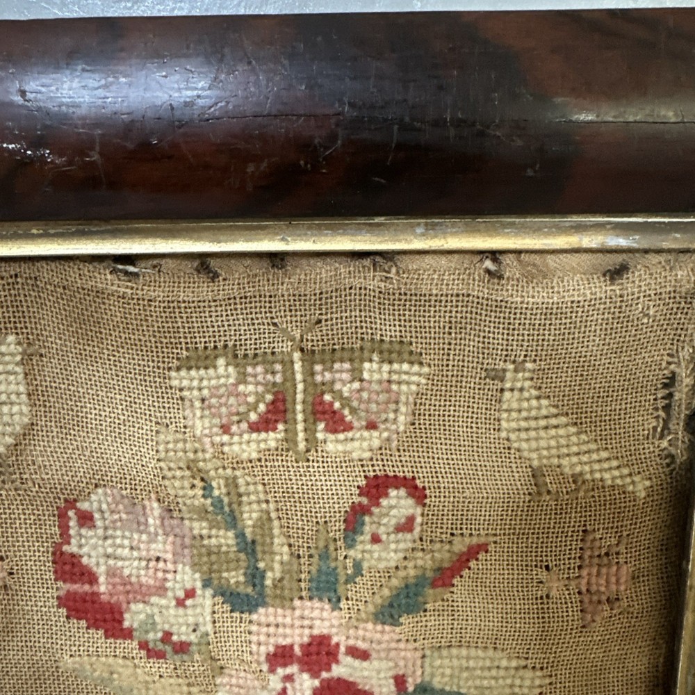 Antique Needlework in Antique Frame Pre 1900 11x12