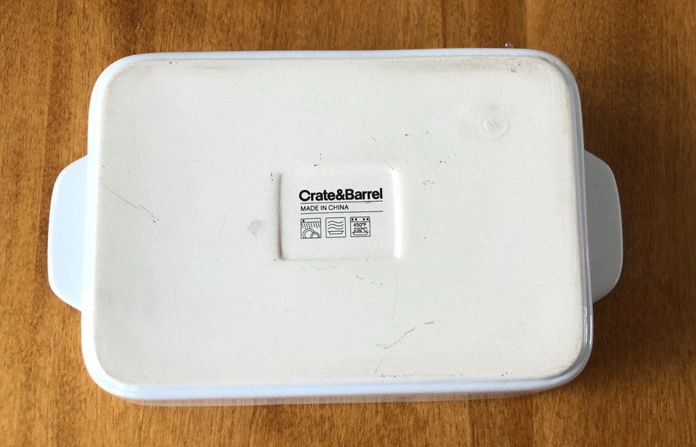Crate & Barrel Baking Casserole Serving Dish Set of 2 White Rectangular Handles