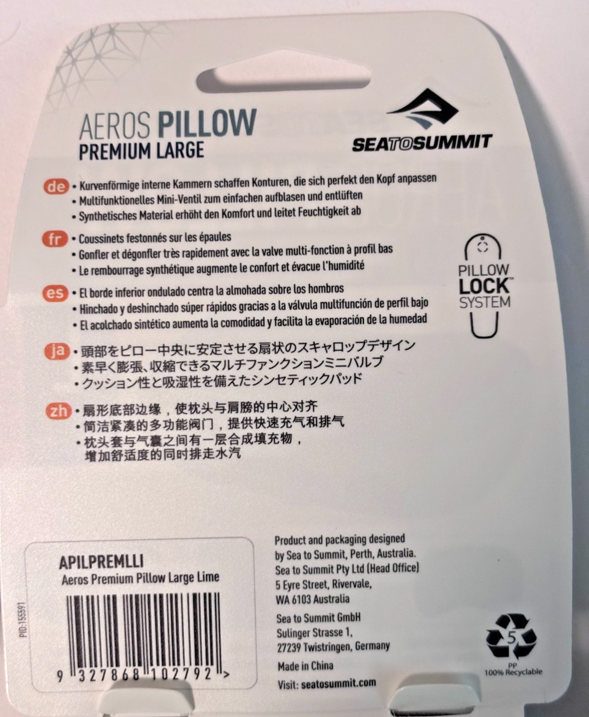 Set Of Two 2x Sea To Summit Premium Aeros Inflatable Air Pillows Large (G) -NEW!