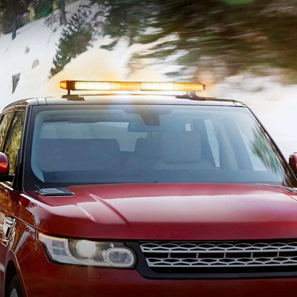 Amber/White 54-LED Emergency Light Bar Rooftop Double Side Strobe Warning Light
