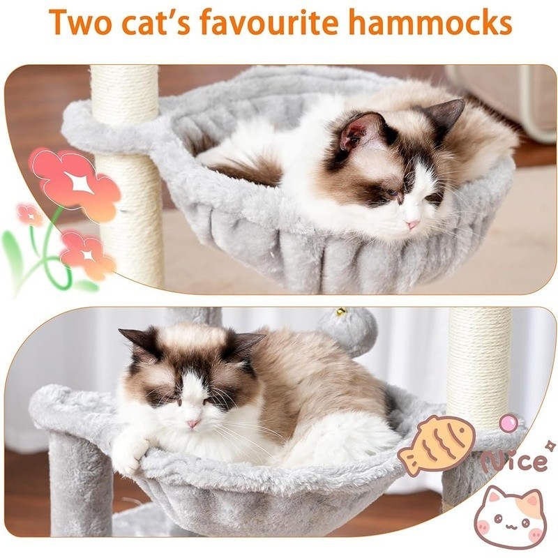 Multi-Level Cat Tree W/ Scratching Posts & Hanging Baskets Indoor Condo Tower US