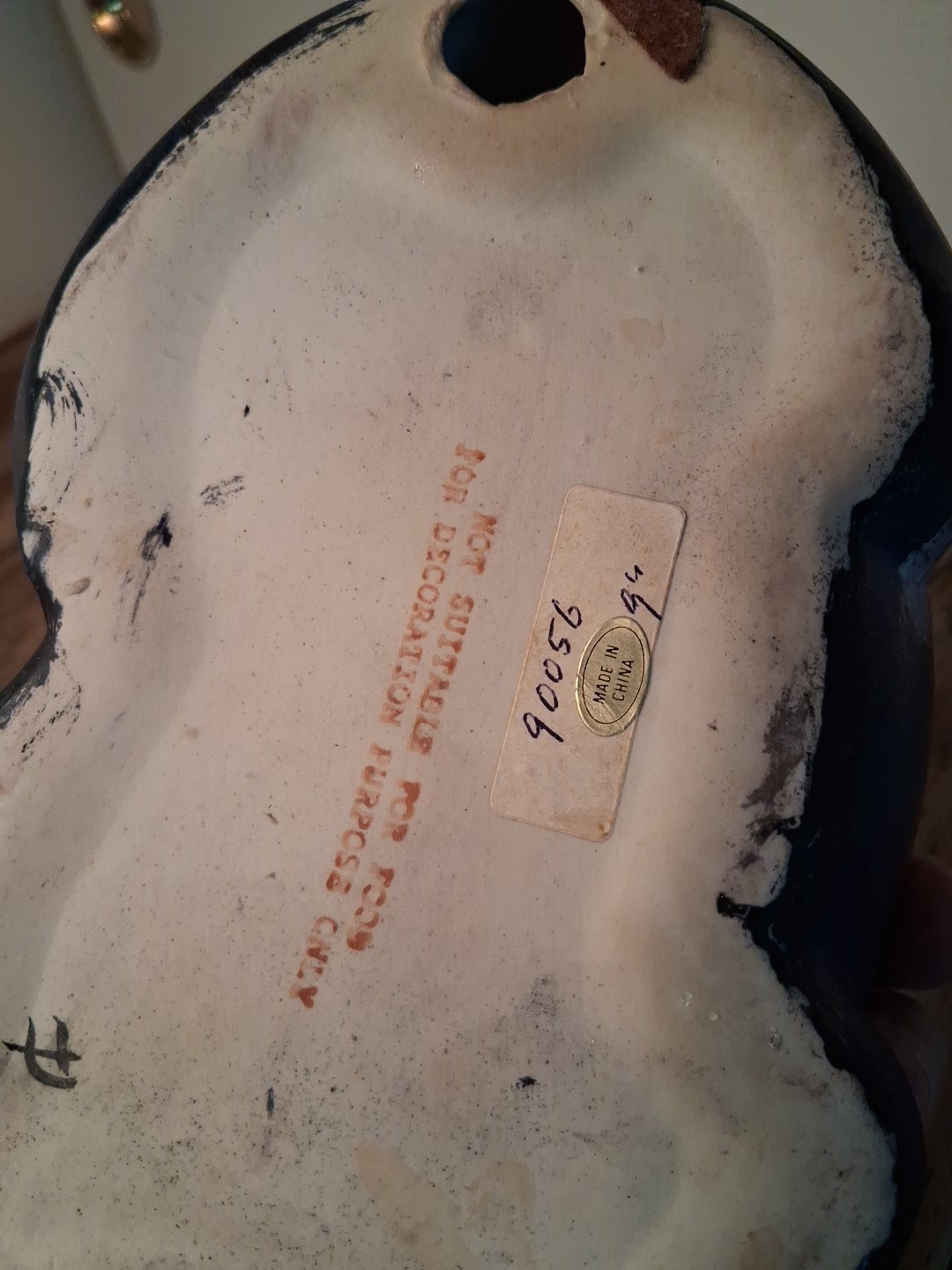 Vintage Asian Sleeping Cat 9.5" Floral Gilded Ceramic Porcelain Hand Painted