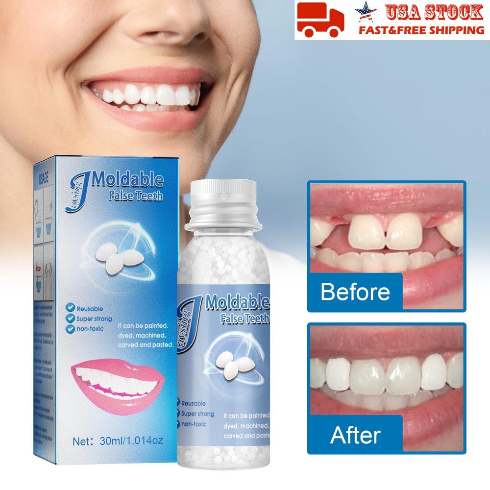 2×Resin False Teeth Solid Glue Temporary Tooth Repair Moldable Teeth Gap Denture