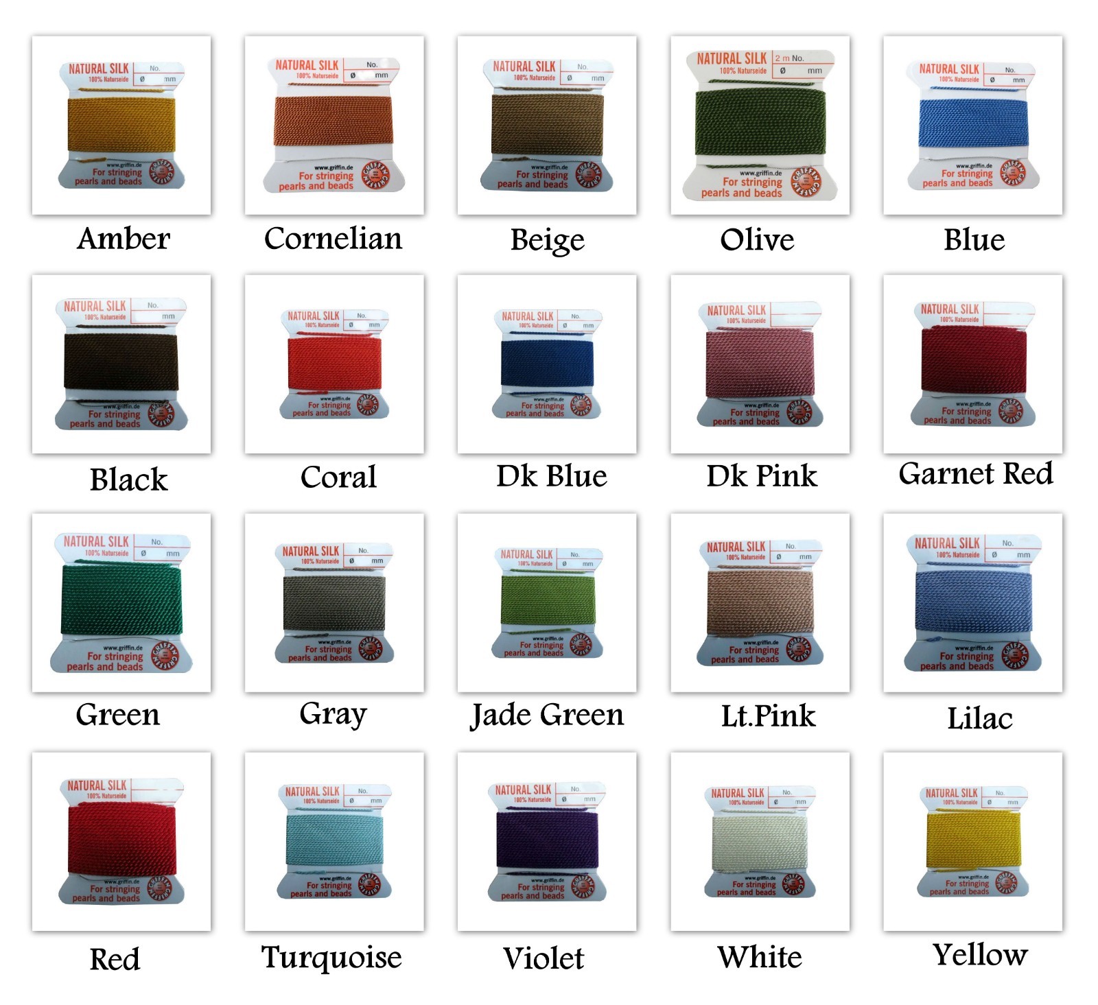 GRIFFIN 100% SILK CORD BEAD STRING THREAD  #0-1-2-3-4-5-6-7