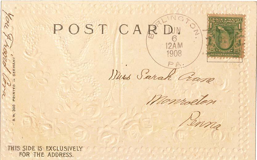 Pennsylvania Burlington 1909 doane 3/4  PC.