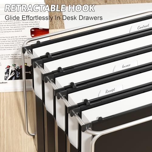 Plastic Extra Capacity Hanging File Folder Letter Size, 12 Pack Black