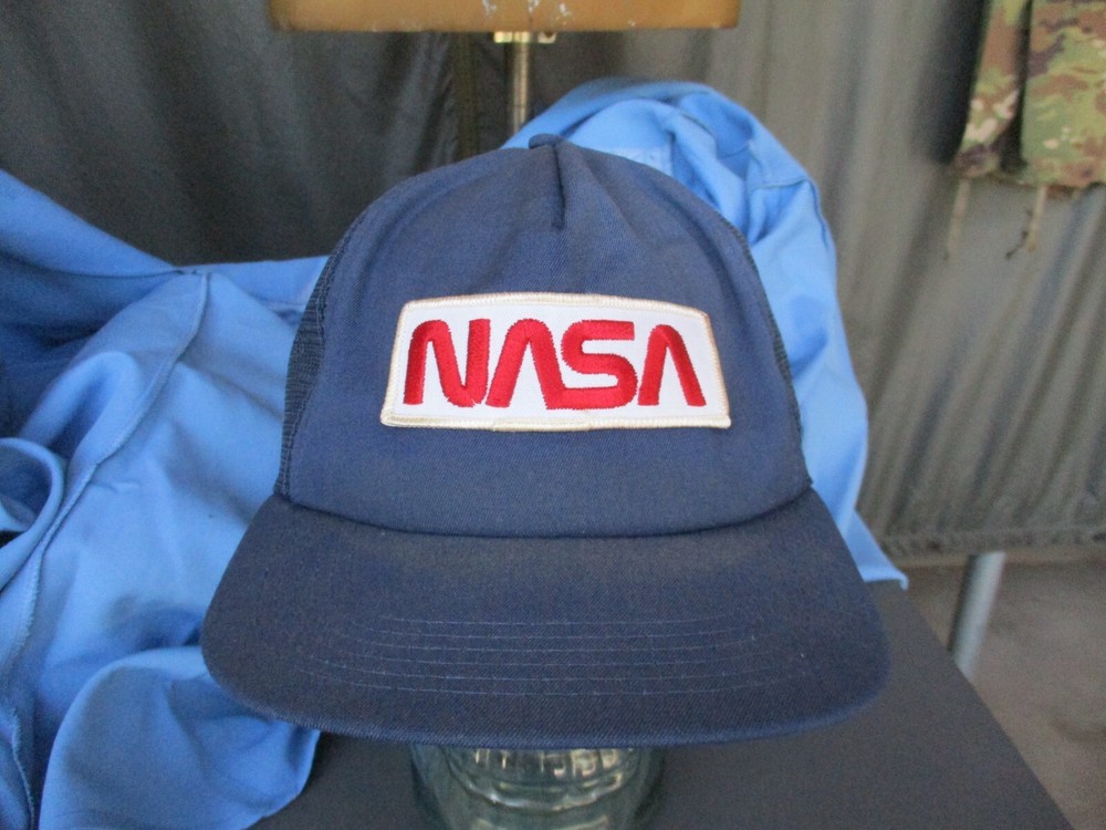 Vtg NASA 70s 80s Mesh Back Snap Back Cap, Trucker Hat
