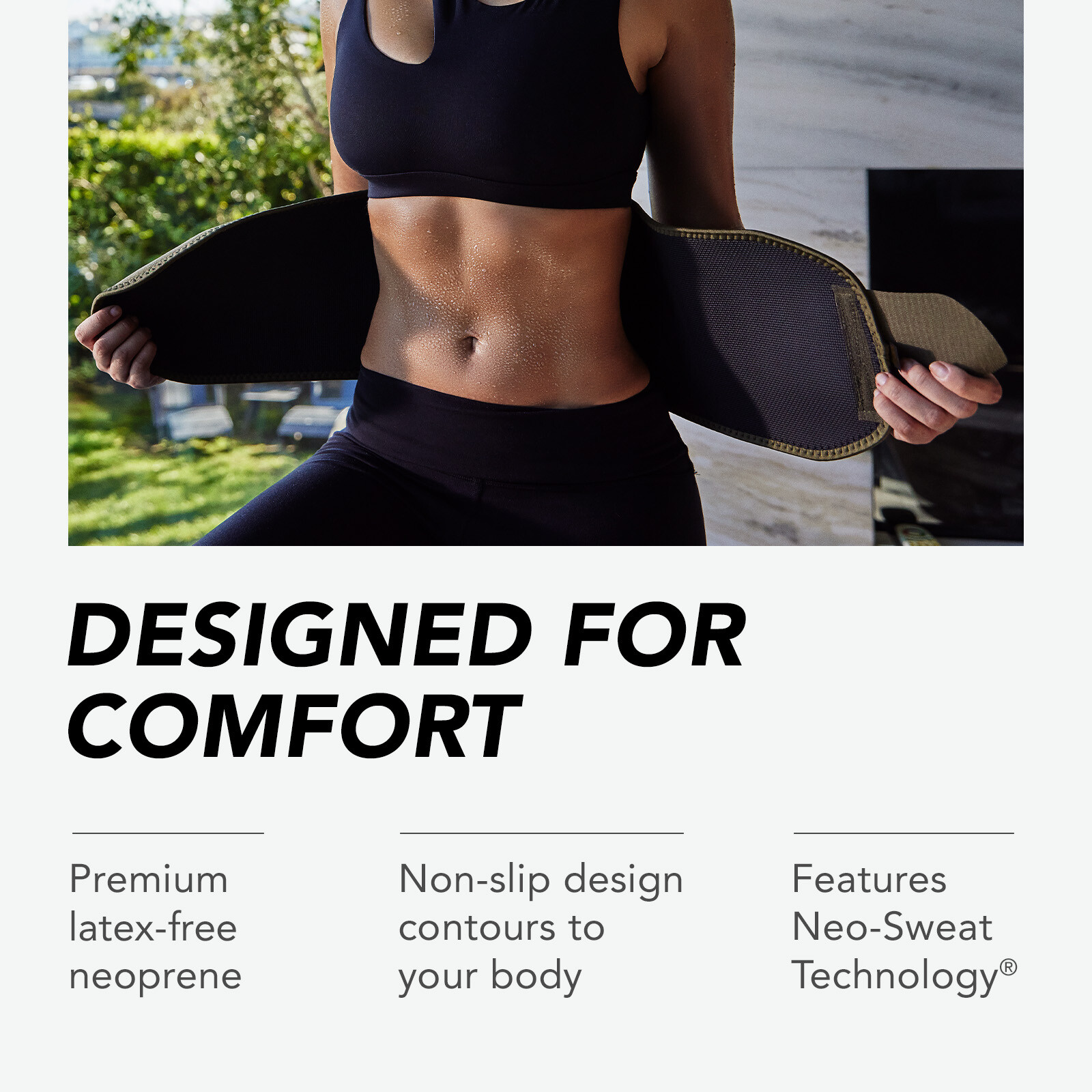 Sweet Sweat Waist Trimmer, by Sports Research - Matte Black - L