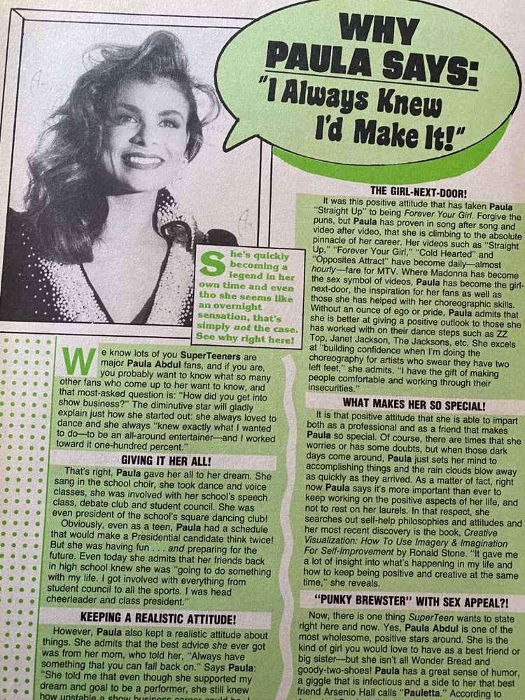 Paula Abdul, Full Page Vintage Clipping
