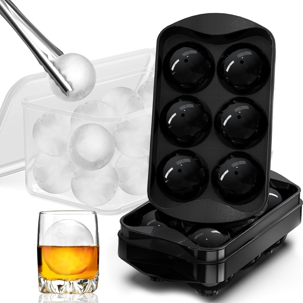 Whiskey Ice Cubes  - Round Ice Cube  & Ice Ball Maker Set with