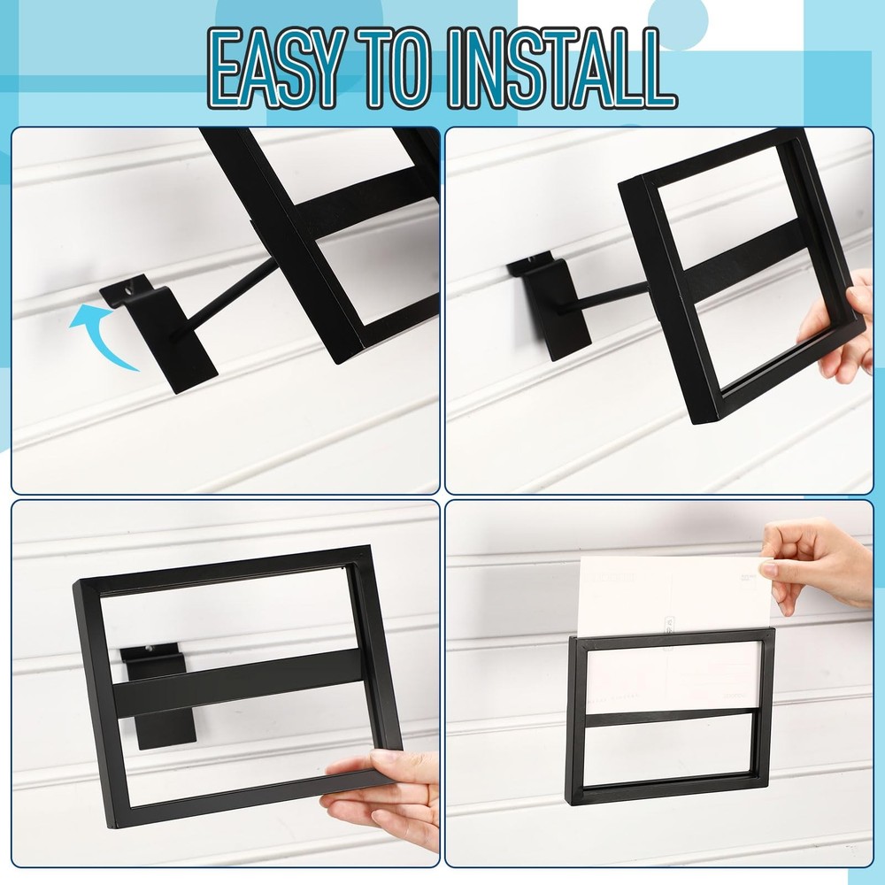 4 Pcs Rectangular Faceout Sign Holders for Slatwall Holds Gridwall Accessorie...