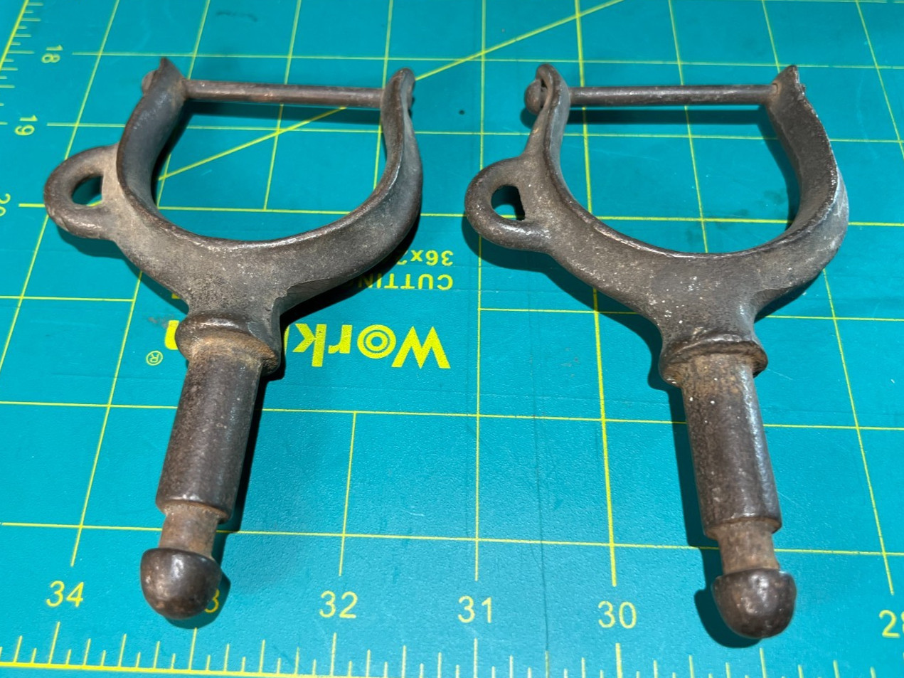 Beautiful Vintage Cast Iron Oar Locks with Unique Ball End Shaft Pivot Point