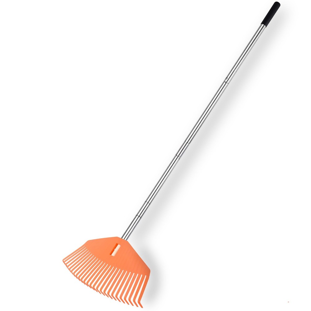 YEELOR Leaf Rake16.5 Wide Adjustable Handle Rake - Plastic Head, Yellow