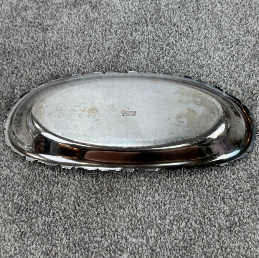 Reed & Barton Silverplate Oval Ornate Bread 12" Tray Engraved S