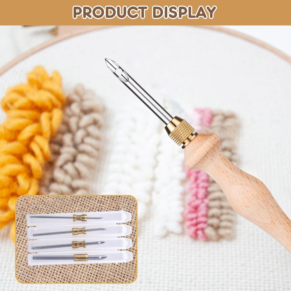 Punch Needle Kit with Storage Box,Adjustable Punch Needle Tool with 5 Differe...