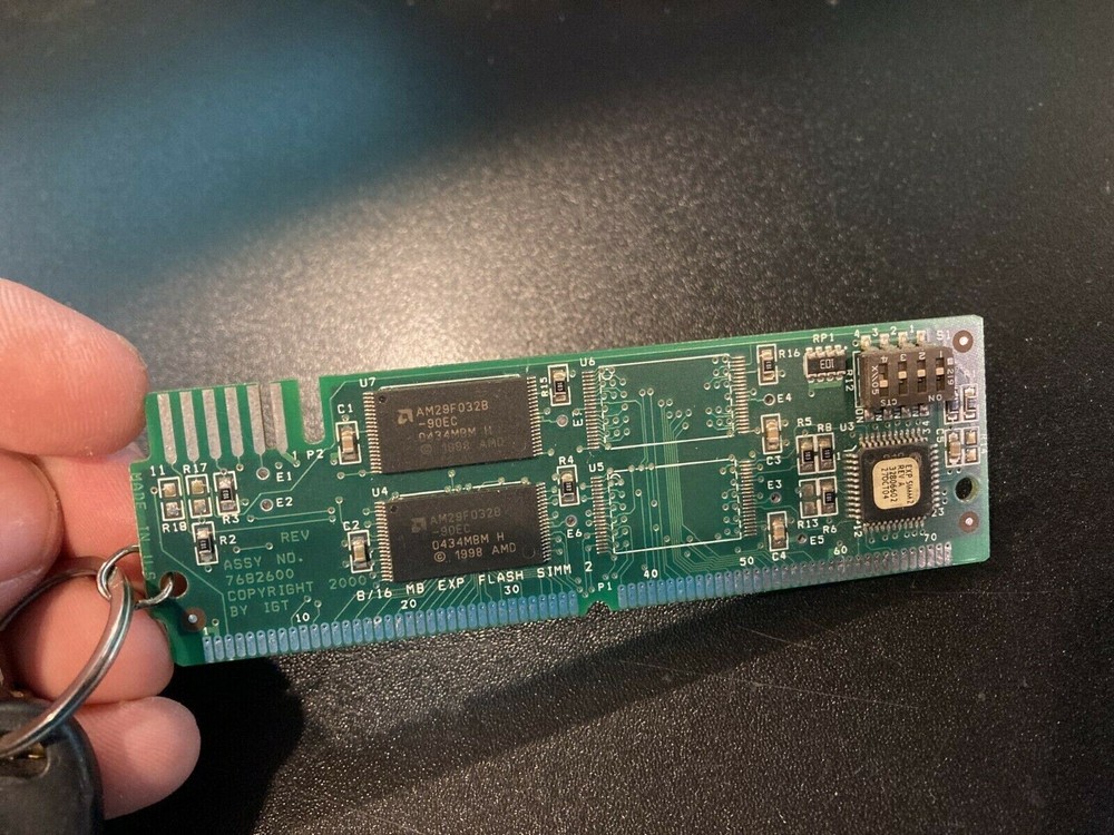 Computer Circuit Board Keychain 4.25" Silver 72-Pin SIMM PCB Keyring Electronics