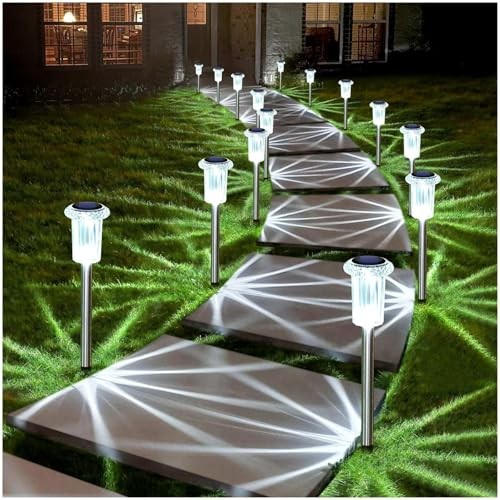 Solar Lights Outdoor 10 Pack Waterproof 6000K Cold White LED Cold 10Pack