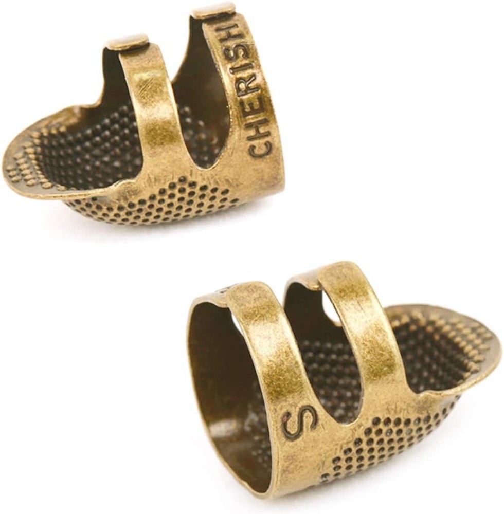 4 Pack Sewing Thimble Finger Protector, Adjustable Metal Shield...