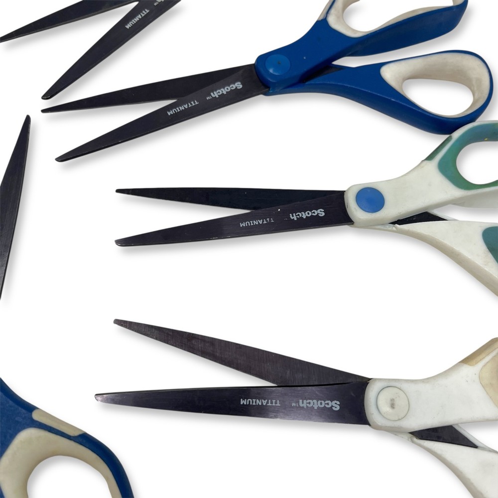 Scotch Titanium Scissors Set, 8 Inch Precision Shears, 7 Pcs, Mixed Colors
