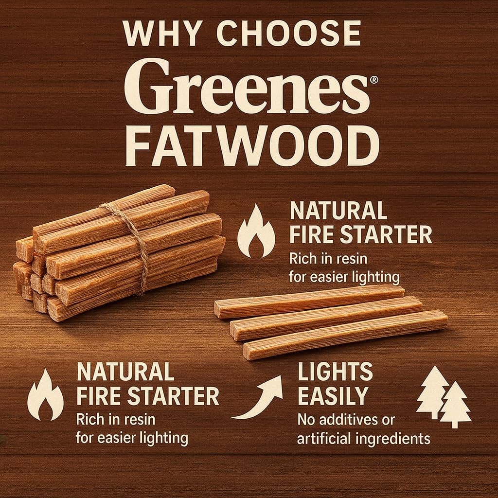Greenes Fence Fatwood Fire Starter – 50 lb Box, 100% Natural Resin Pine Kindling
