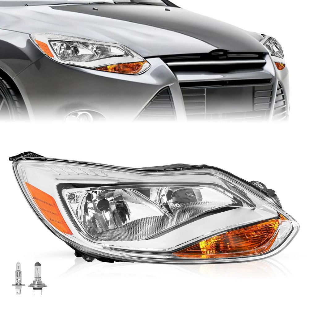 Headlight Assembly for 2012-2014 Focus Chrome Housing Right Passenger Side