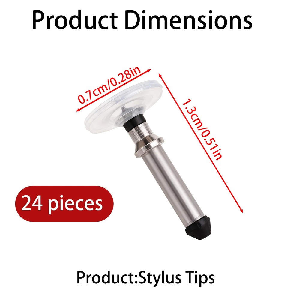 24pcs Stylus Pen Replacement Tips Only, High-Precision silver, black