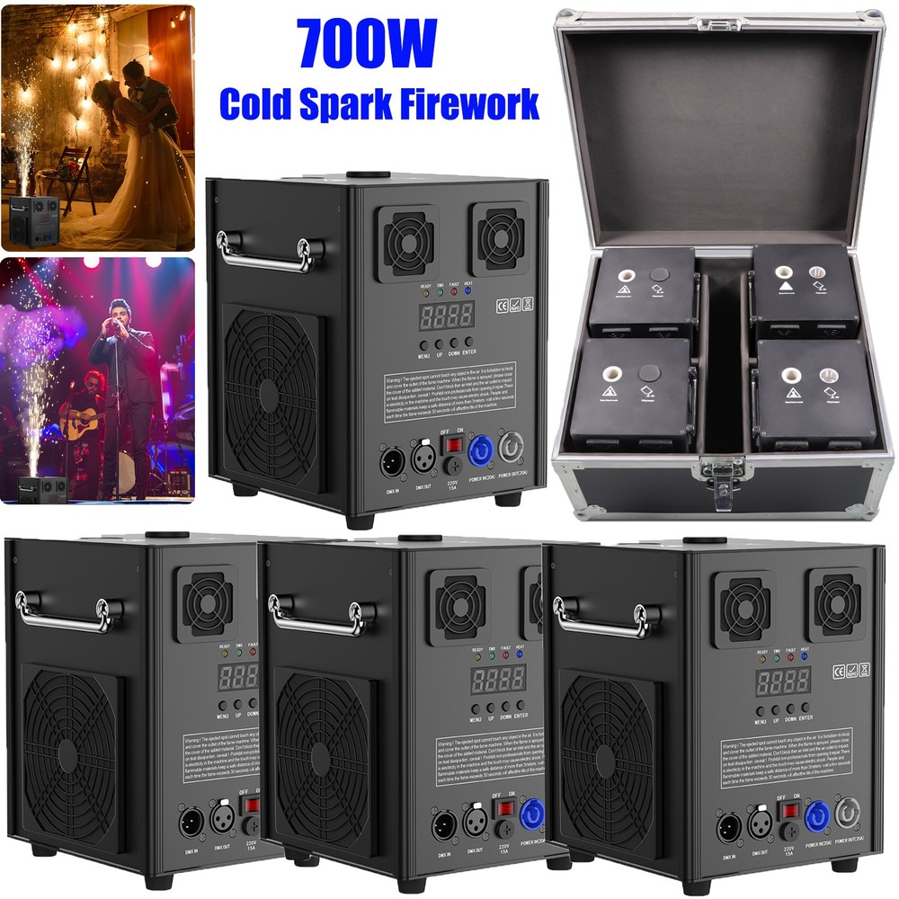 4PCS 700W Cold Spark Machine Wedding DJ Party Stage Effect Firework Machine Case