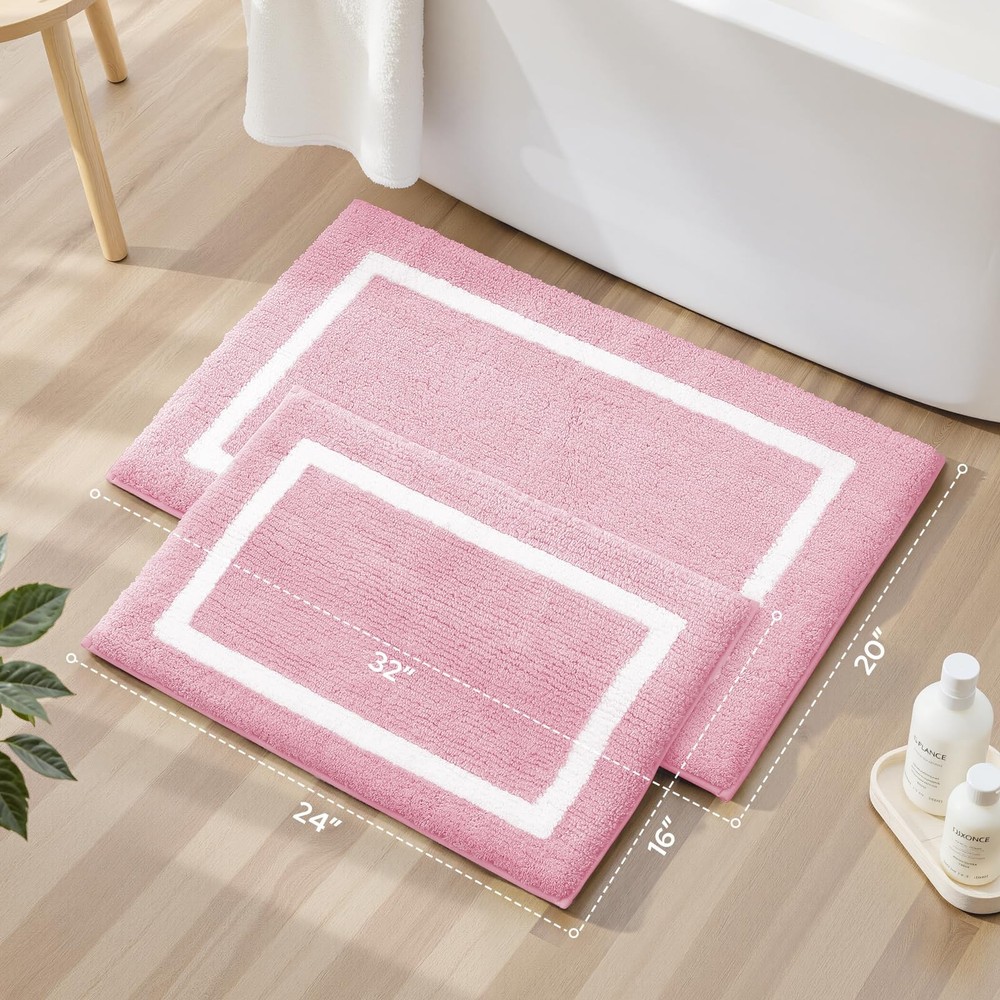 Bathroom Rugs Sets 2 Piece Super Soft and Absorbent Microfiber Tufted Bath Ma...