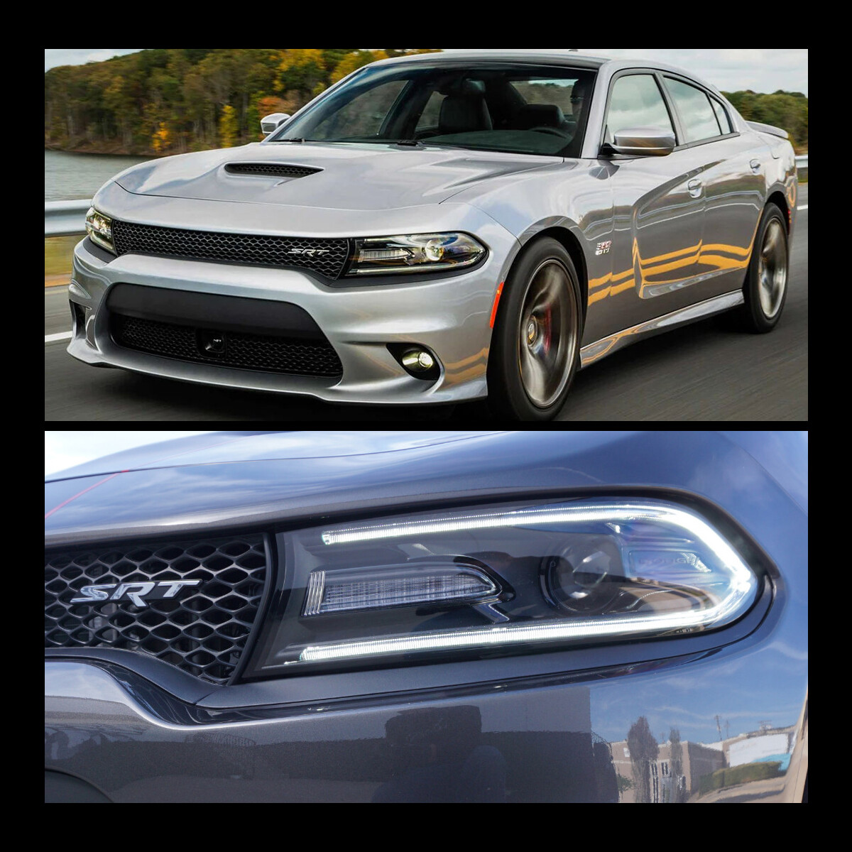 For 15-23 Dodge Charger Halogen Dual Beam Projector Headlights w/ LED DRL LH +RH