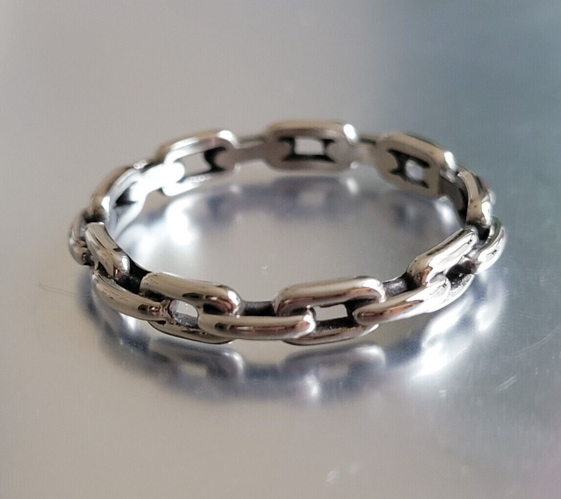 Stainless Steel Cable Link Ring - Silver Finish Stainless Steel Chain Ring