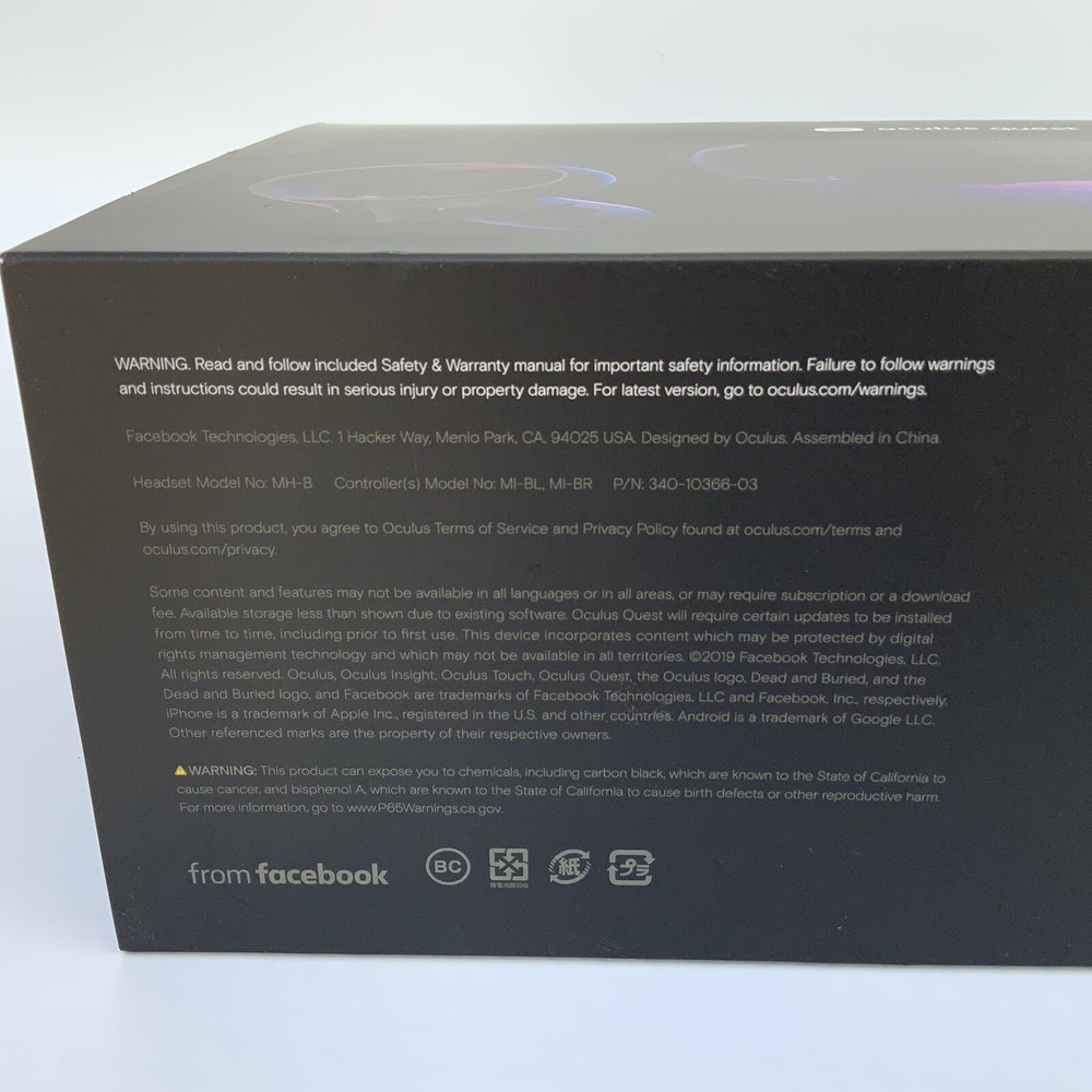Meta Oculus Quest (1st Gen) 64GB Headset Only No Controllers With Box