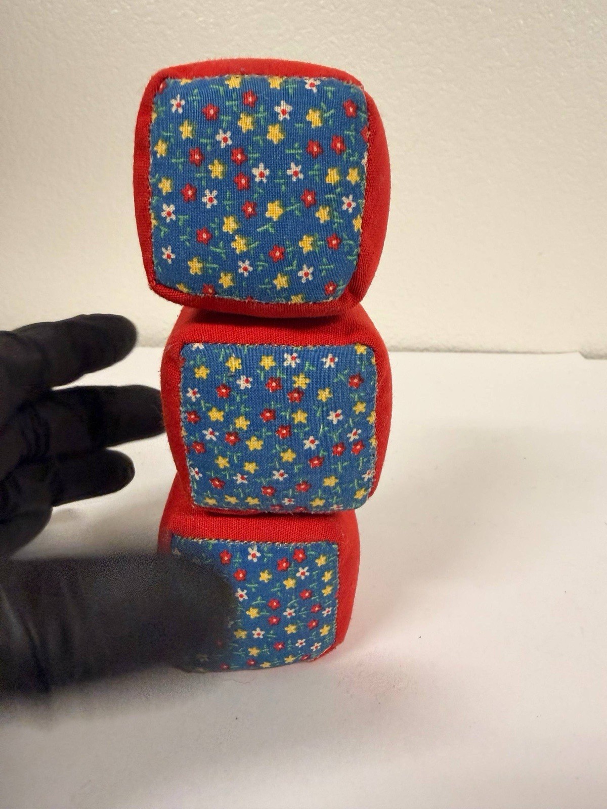 Vintage Juggling Bean Bags Set of 3 Fabric Cubes 2” Retro Handmade