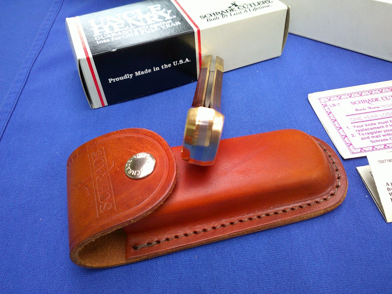 Schrade Uncle Henry LB7 Bear Paw USA Lock Back Pocket Knife w/Sheath NIB